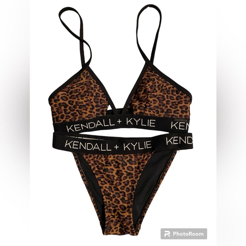 Women’s sexy leopard cheetah animal print triangle bikini. Kendall & Kylie 2pc.